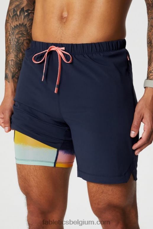 diep marineblauw/multi spraydient Heren de ene korte (gevoerd) 140 Fabletics LH20J3175