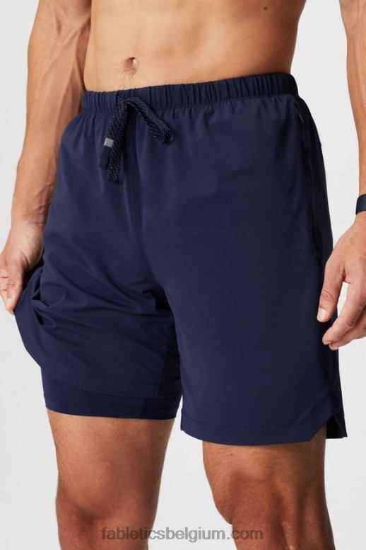 diepe marine Heren de ene korte (gevoerd) 140 Fabletics LH20J3172
