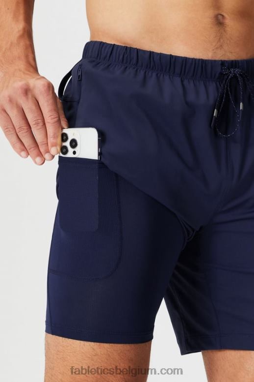 diepe marine Heren de ene korte (gevoerd) 140 Fabletics LH20J3172