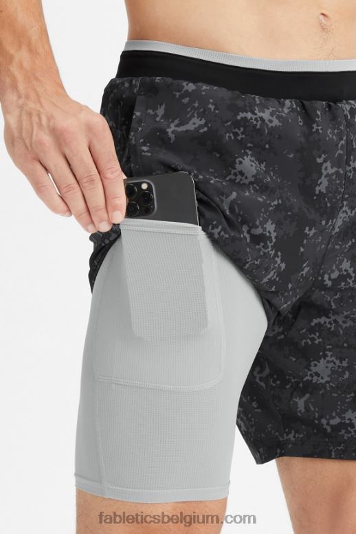 zwarte nieuwe camo Heren de fundamentele korte ii (gevoerd) 138 Fabletics LH20J3152