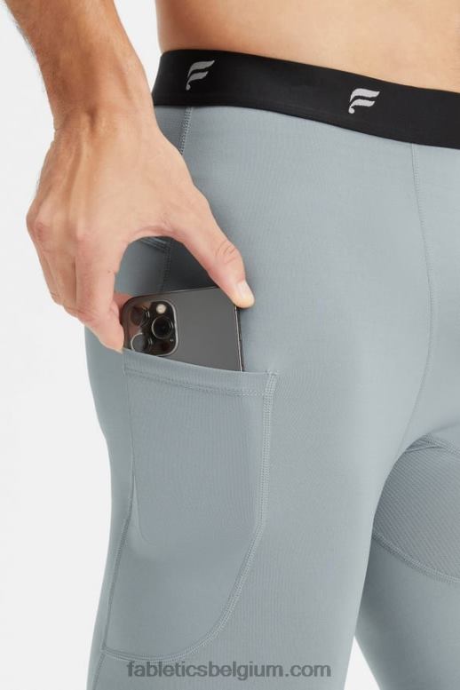 schaduw grijs Heren de basislaag over de volledige lengte strak Fabletics LH20J3118