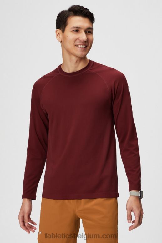 adrenaline rood Heren het trainingsdag T-shirt met lange mouwen Fabletics LH20J3563