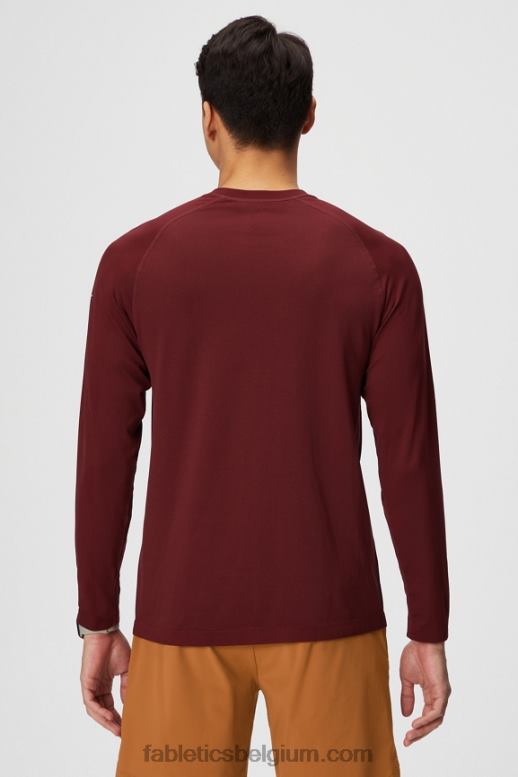 adrenaline rood Heren het trainingsdag T-shirt met lange mouwen Fabletics LH20J3563