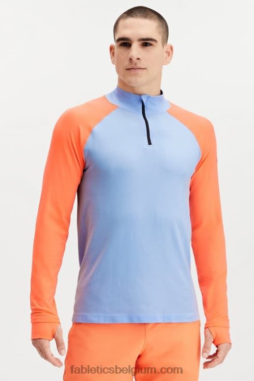 damp blauw blok Heren de trainingsdag 1/4 zip Fabletics LH20J3599