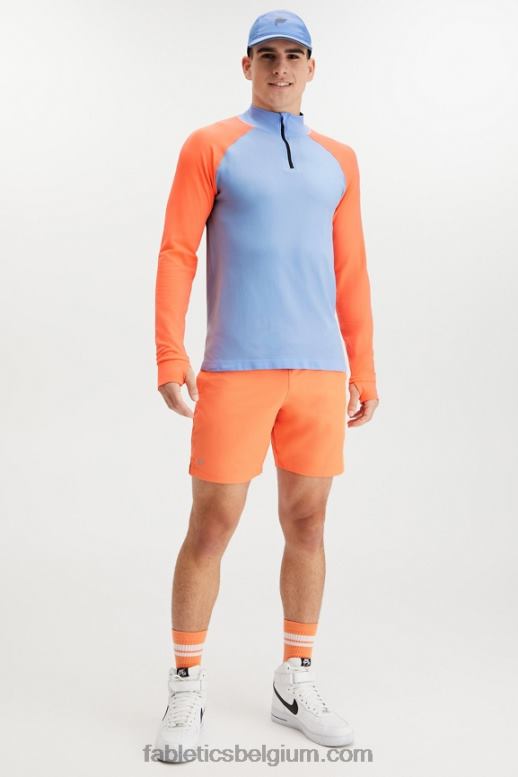 damp blauw blok Heren de trainingsdag 1/4 zip Fabletics LH20J3599