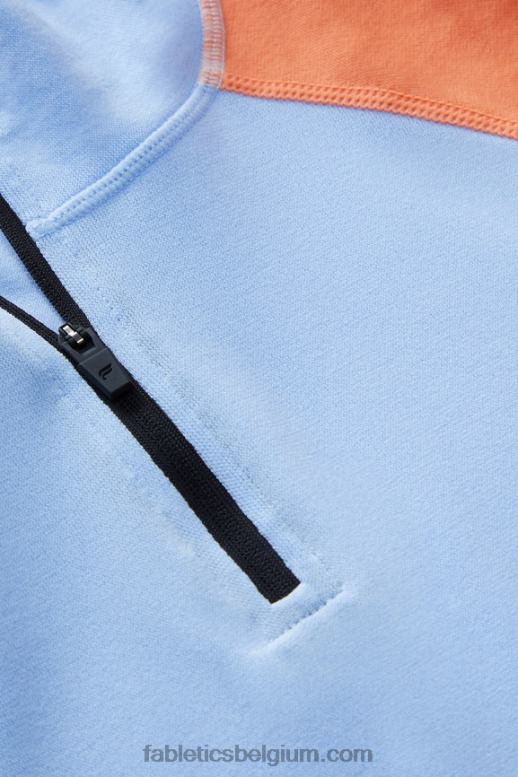 damp blauw blok Heren de trainingsdag 1/4 zip Fabletics LH20J3599