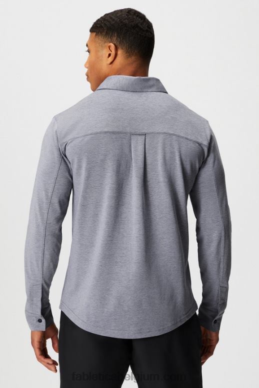 diepe marine heide Heren de dash lange mouw knop omhoog Fabletics LH20J3580
