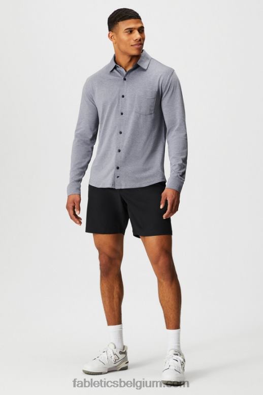 diepe marine heide Heren de dash lange mouw knop omhoog Fabletics LH20J3580