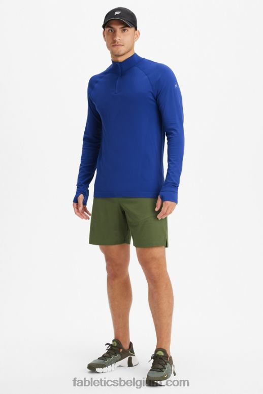 frans blauw Heren de trainingsdag 1/4 zip Fabletics LH20J3592