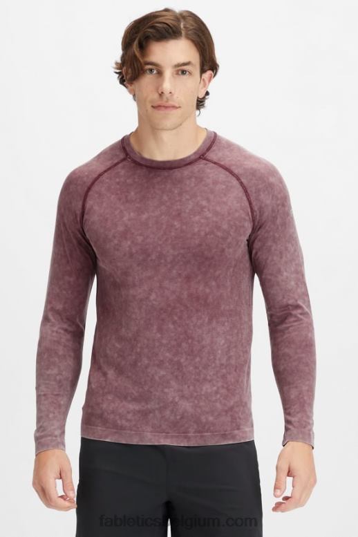 gewassen ossenbloed Heren het trainingsdag T-shirt met lange mouwen Fabletics LH20J3569