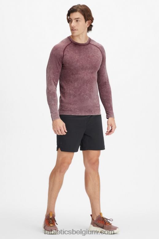 gewassen ossenbloed Heren het trainingsdag T-shirt met lange mouwen Fabletics LH20J3569