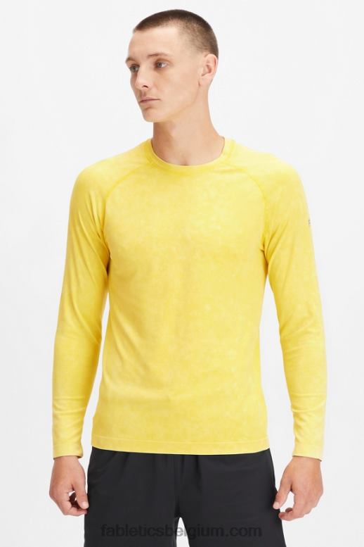 gewassen woestijngoud Heren het trainingsdag T-shirt met lange mouwen Fabletics LH20J3574