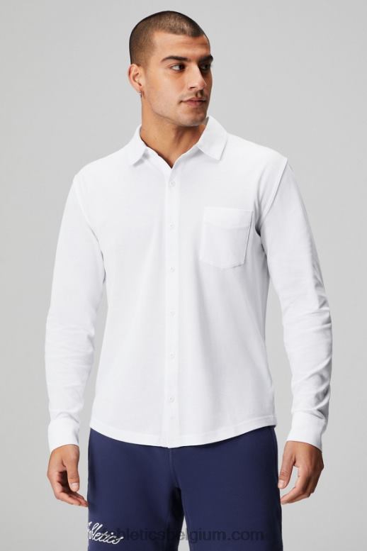 klassiek wit Heren de dash lange mouw knop omhoog Fabletics LH20J3581