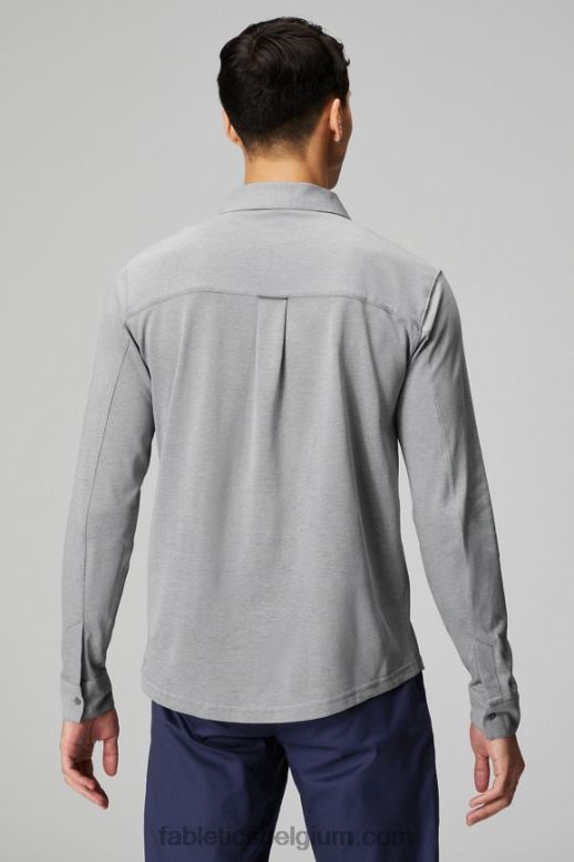 klassieke grijze heide Heren de dash lange mouw knop omhoog Fabletics LH20J3584