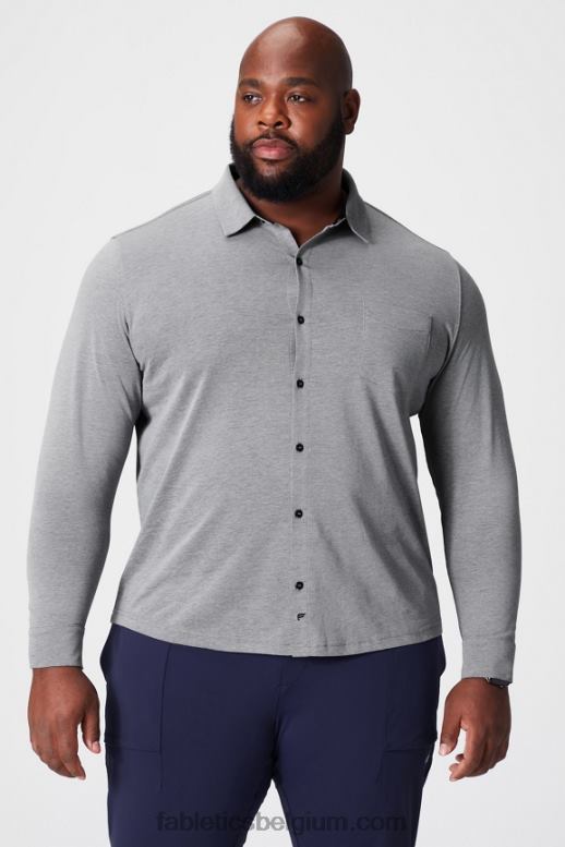 klassieke grijze heide Heren de dash lange mouw knop omhoog Fabletics LH20J3585