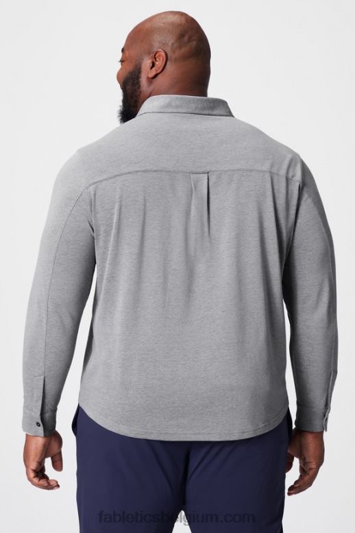 klassieke grijze heide Heren de dash lange mouw knop omhoog Fabletics LH20J3585