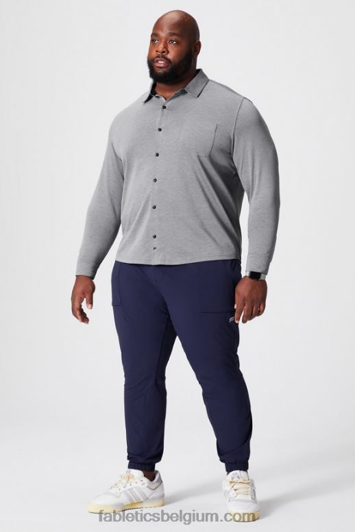 klassieke grijze heide Heren de dash lange mouw knop omhoog Fabletics LH20J3585