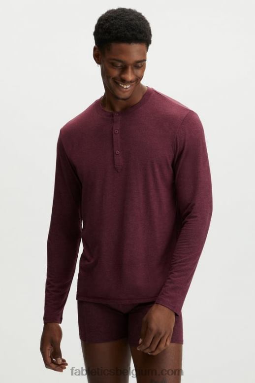 merlot Heren de restoreknit henley Fabletics LH20J3629