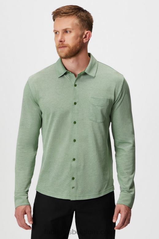 neo olijf heide Heren de dash lange mouw knop omhoog Fabletics LH20J3583