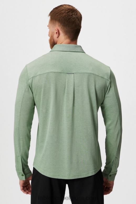 neo olijf heide Heren de dash lange mouw knop omhoog Fabletics LH20J3583