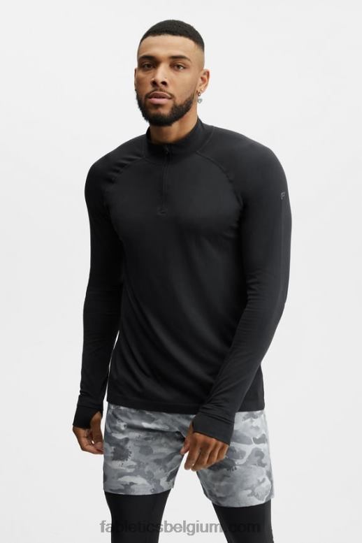 zwart Heren de trainingsdag 1/4 zip Fabletics LH20J3595
