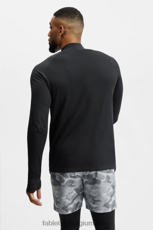 zwart Heren de trainingsdag 1/4 zip Fabletics LH20J3595