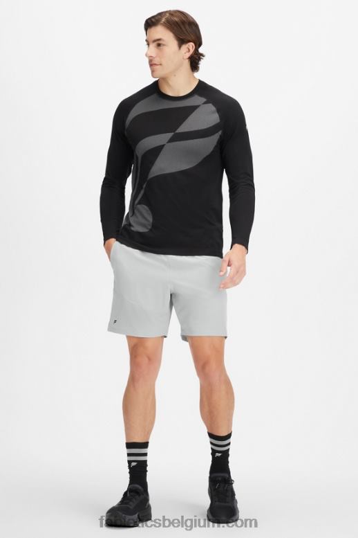 zwarte abstracte f Heren het trainingsdag T-shirt met lange mouwen Fabletics LH20J3573