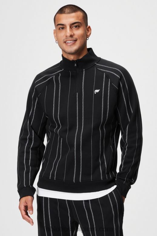 zwarte textuurstreep Heren de go-to 1/4 rits 188 Fabletics LH20J3613