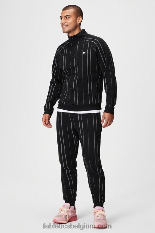 zwarte textuurstreep Heren de go-to 1/4 rits 188 Fabletics LH20J3613