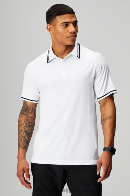 witte/zwarte punt Heren de trainingsdag getipt polo Fabletics LH20J3444