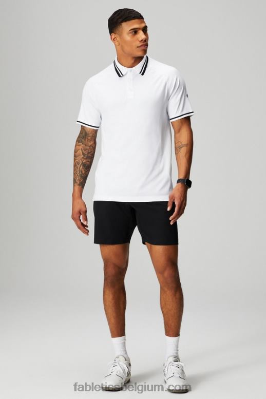 witte/zwarte punt Heren de trainingsdag getipt polo Fabletics LH20J3444