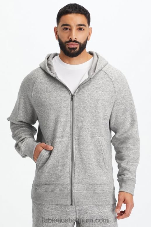 grijze heide Heren de postgame hoodie met volledige ritssluiting Fabletics LH20J3720