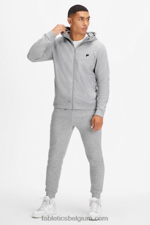 klassieke grijze heide Heren de favoriete hoodie met volledige ritssluiting Fabletics LH20J3706
