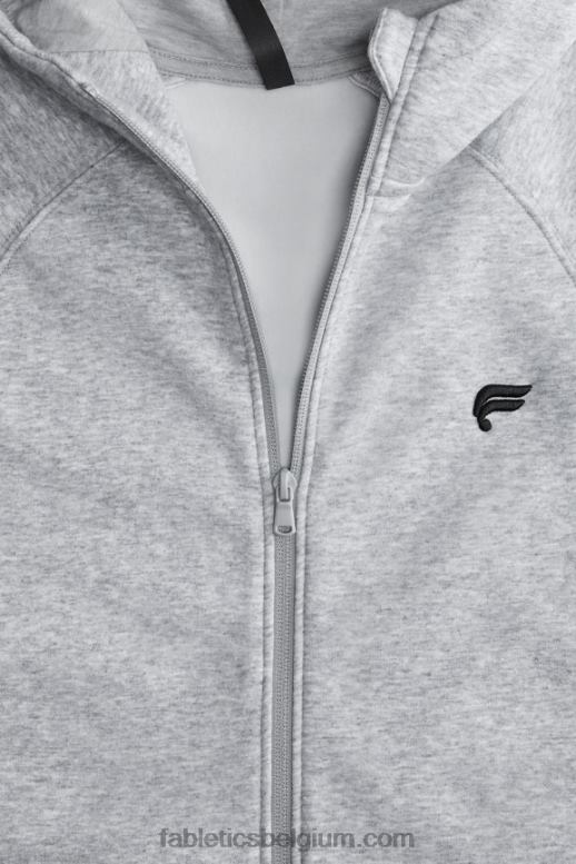 klassieke grijze heide Heren de favoriete hoodie met volledige ritssluiting Fabletics LH20J3706