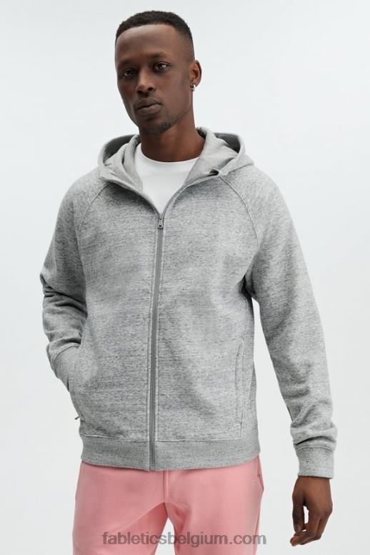 midden grijs htr Heren de favoriete hoodie met volledige ritssluiting Fabletics LH20J3709