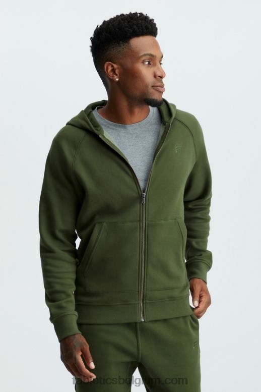 olijfgroen Heren de postgame hoodie met volledige ritssluiting Fabletics LH20J3721