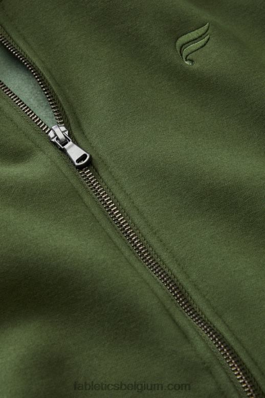 olijfgroen Heren de postgame hoodie met volledige ritssluiting Fabletics LH20J3721