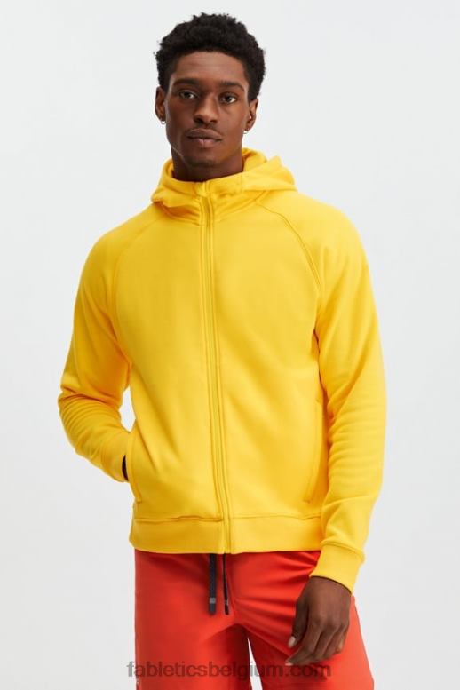 vintage geel Heren de favoriete hoodie met volledige ritssluiting Fabletics LH20J3708