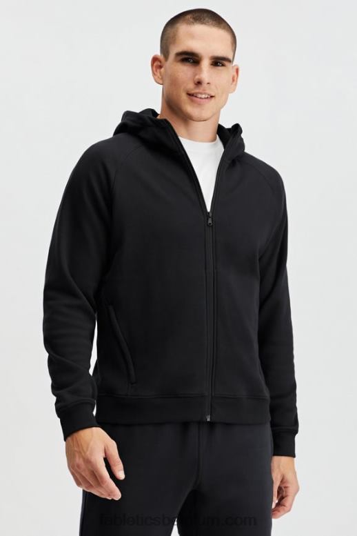 zwart Heren de favoriete hoodie met volledige ritssluiting Fabletics LH20J3707