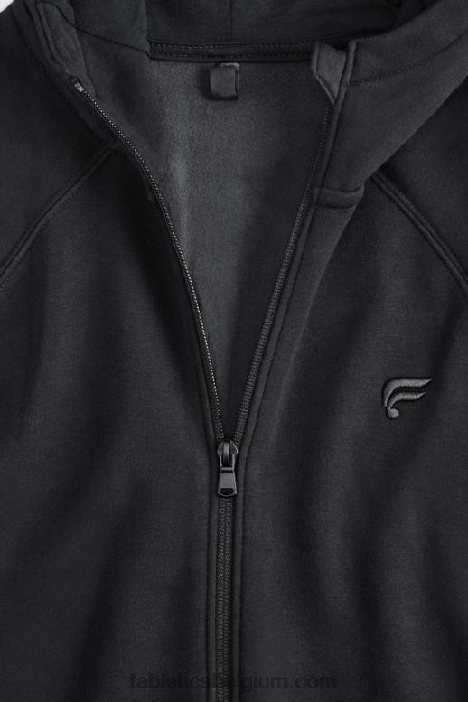 zwart Heren de favoriete hoodie met volledige ritssluiting Fabletics LH20J3707