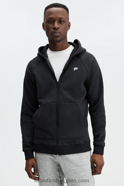 zwart Heren de postgame hoodie met volledige ritssluiting Fabletics LH20J3719