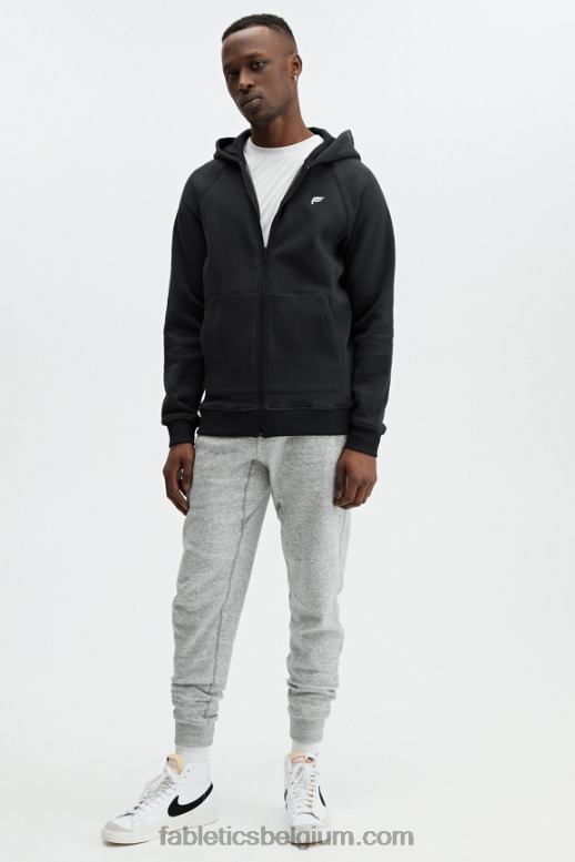 zwart Heren de postgame hoodie met volledige ritssluiting Fabletics LH20J3719