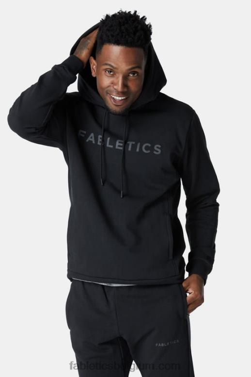 zwart grijs Heren de grafische hoodie aan het hof Fabletics LH20J3731