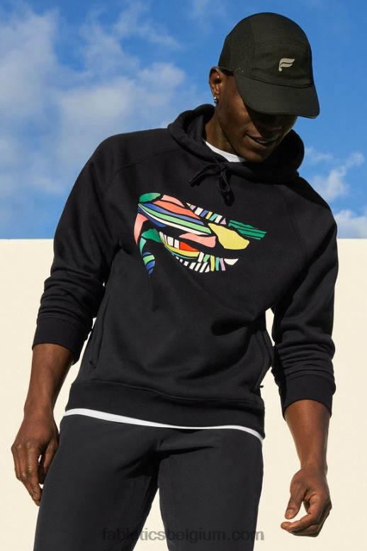 zwarte collage Heren de favoriete hoodie 190 Fabletics LH20J3673