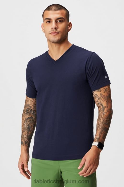 diepe marine Heren de 24-7 v-hals Fabletics LH20J3495