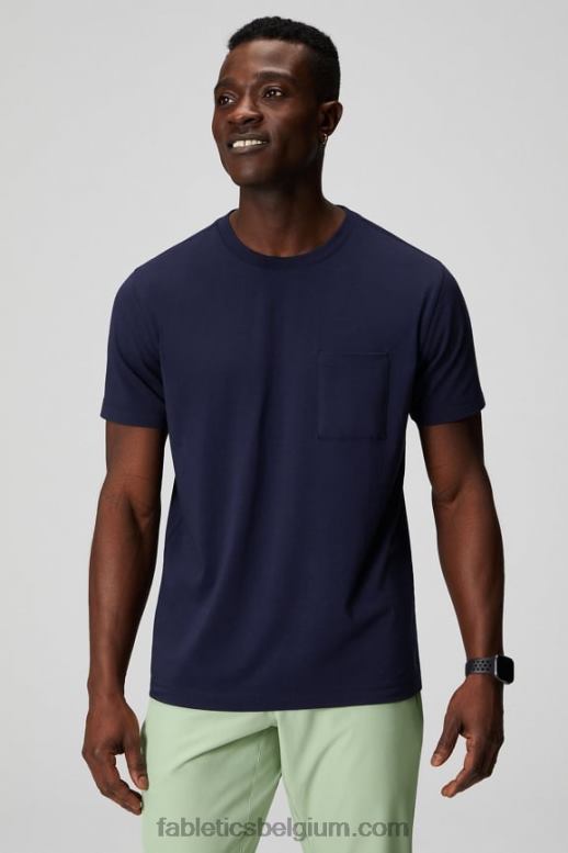 diepe marine Heren het 24-7 pocket-T-shirt Fabletics LH20J3455