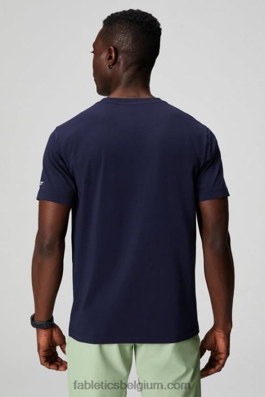 diepe marine Heren het 24-7 pocket-T-shirt Fabletics LH20J3455
