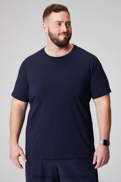 diepe marine Heren het 24-7 pocket-T-shirt Fabletics LH20J3456