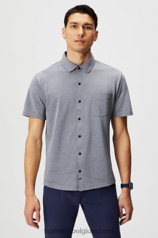 diepe marine heide Heren de dash korte mouw knop omhoog Fabletics LH20J3540