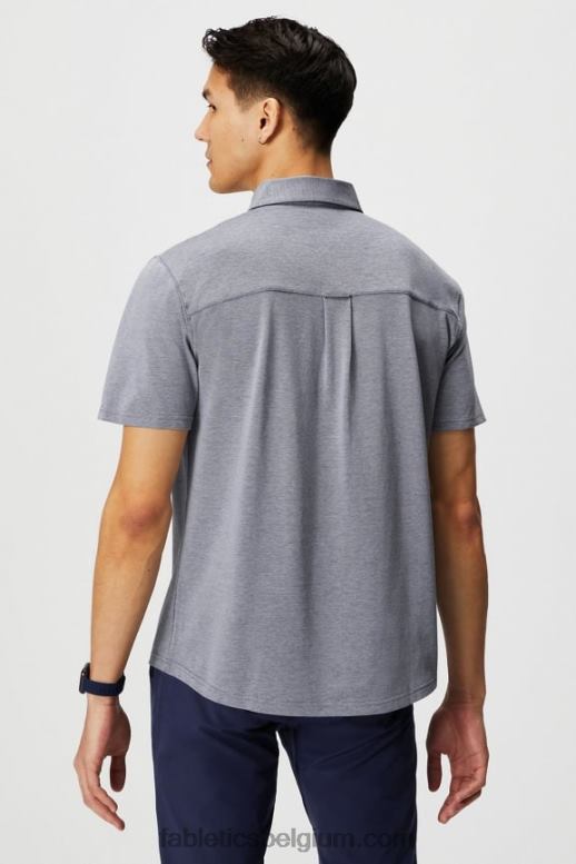 diepe marine heide Heren de dash korte mouw knop omhoog Fabletics LH20J3540